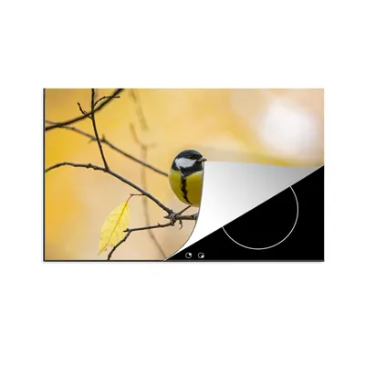 Produktbild von KitchenYeah© Herdabdeckplatte Kohlmeise - Zweig - Vogel - Tiere , 78x52cm, Küche Deko, Glaskeramikkochfeld Herdabdeckung, Abdeckplatte fùr Kochfeld
