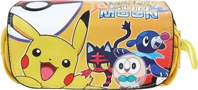 Produktbild von Große Pokemon Federtasche | Federmäppchen mit Kunstleder Abdeckung | Motiv: Sonne & Mond | Gelb