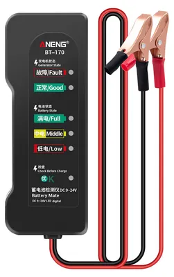 Produktbild von ANENG BT170 Tragbarer 12-V-Autobatterietester DC 9-24 V Batterietestwerkzeug mit LED-Anzeige Fehleranalysator ueberlasttest fuer Automobil-Motorraeder