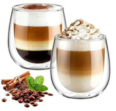 Image de Ensemble de 2 verres à café à double paroi, 250 ml, en verre borosilicaté