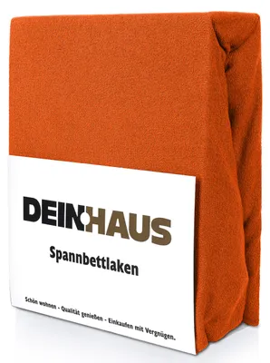 Produktbild von Spannbettlaken Frottee Baumwolle, hautfreundlicher Stoff, Bettlaken mit Gummizug Orange 120 x 200 cm