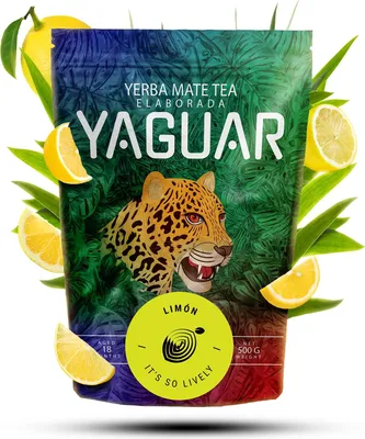 Immagine prodotto di Yaguar - Tè Mate Limon 500 g - Con citronella - Essiccato all'aria - Essiccato all'aria - Delicato, poco polveroso - Yerba Mate Brasile - Stagionato 18 mesi