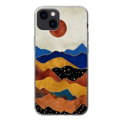 Produktbild von MuchoWow® Handyhülle Schutzhülle Hülle für iPhone 13 Gold - Bronze - Blau Silikon Softcase Handy Hülle - Karteninhaber