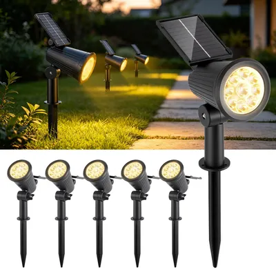 Produktbild von Vigevee 6X LED Solar Gartenstrahler mit Erdspieß Gartenleuchte Solarleuchte Solarstrahler Außen Wasserdicht IP65 3W Warmweiß