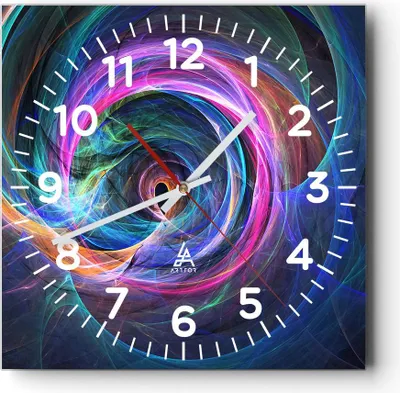 Produktbild von Wanduhr - Quadrat - Glasuhr - Abstraktion modern - 40x40cm - Schleichendes Uhrwerk - Lautlos - zum Aufhängen bereit - Dekoration Modern - Wanddekoration aus Glas - C4AC40x40-3987