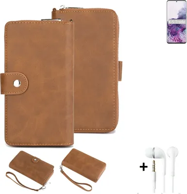 Produktbild von K-S-Trade Handy Schutz Hülle kompatibel mit Samsung Galaxy S20 Ultra + Kopfhörer Portemonnee Tasche Wallet-Case Bookstyle-Etui braun (1x)
