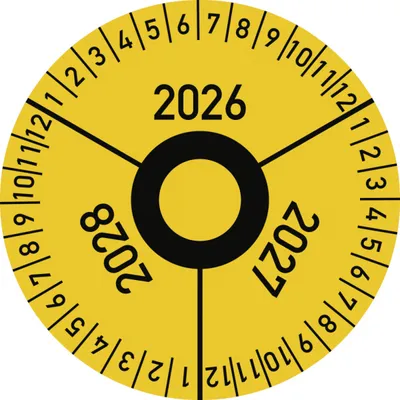 Produktbild von Dreifke® Prüfplakette 3 Jahre 2026/2027/2028 mit Monaten, Folie, Ø 40 mm, 10 ...