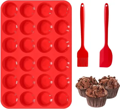 Produktbild von Mini-Muffin-Backform – Silikon-Muffinform für 24 Muffins – Antihaftbeschichtete Mini-Muffinform – Cupcake-Formen – Brownies