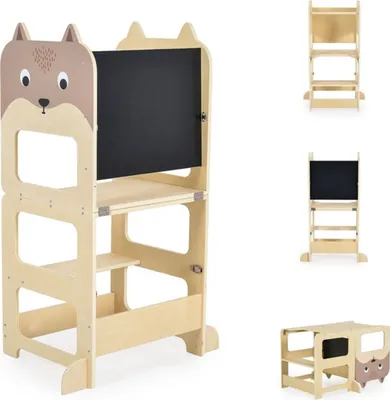Produktbild von Moni Kinder Holz-Lernturm 3 in 1 24446 Schreibtisch Bank Zeichentafel Stehhilfe braun