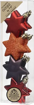 Produktbild von Christbaumschmuck Sterne 6cm Kunststoff 8er Set - Flame Mix