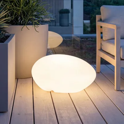 Produktbild von LED Außenlampe Garten 60 cm lang IP65 6000 K tageslichtweiß 600 lm Stecker Kabel Stein Design Außenleuchte Terrasse außen Dekolampe