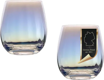 Immagine prodotto di Intirilife 2x bicchiere con arcobaleno e forma a onda - capacità 380 ml - bicchiere per succo d'acqua lavabile in lavastoviglie vetro di cristallo antiurto