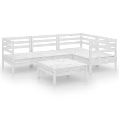 Produktbild von 5-tlg. Garten-Lounge-Set Massivholz Kiefer Weiß