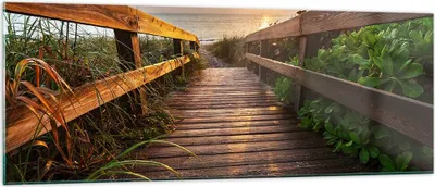 Produktbild von Bilder auf glas - Fußgängerbrücke Meer Strand Ufer - 140x50cm - Glasbilder - Wandbilder - Kunstdruck - zum Aufhängen bereit - Wanddekoration aus Glas - Glas Bilder - Wandbild auf Glas - GAB140x50-2617