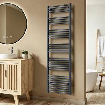Zdjęcie produktu dla S'AFIELINA 180 x 60 cm Grzejnik łazienkowy Suszarka do ręczników Grzejnik na ręczniki Podłączenie centralne Podgrzewacz do ręczników Prosty antracyt ,860 W
