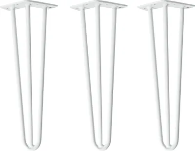 Produktbild von Natural Goods Berlin HAIRPIN Legs, Haarnadelbeine, Möbelfüße, Tischbeine, Weiß, 40 cm, 3 Streben, 3 Stück