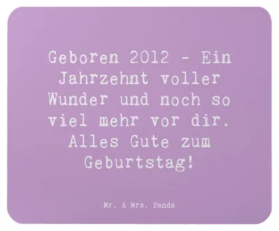 Produktbild von Mr. & Mrs. Panda Mouse Pad Spruch 2012 Geburtstag - Lavendeltraum - Geschenk, Geburtstagsfeier, inspirierende Träume, Mauspad, Mousepad, mousematte, Happy Birthday, pc