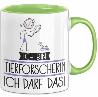 Produktbild von Geschenk für Tierforscherin Tasse Lustige Geschenkidee Geburtstag Ich Bin Tierforscherin Ich Darf Das (Grün)