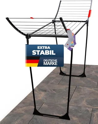 Produktbild von STAHLMANN Wäscheständer 18 m Trockenfläche schwarz Flügel 1,05 m klappbar Metall