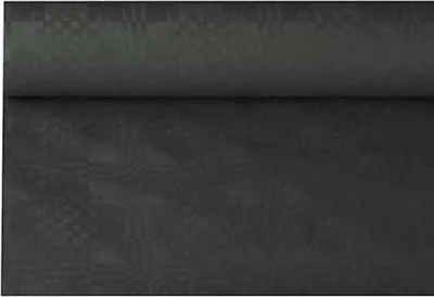 Produktbild von Papstar Papiertischtuch, schwarz, 1,2x6m, Damastprägung, farbige Oberseite / weiße Unterseite, Rolle 1200x40x40mm