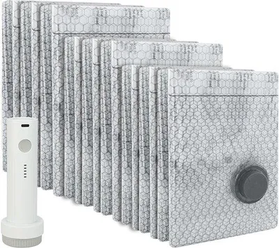 Zdjęcie produktu dla 9 sztuk worków próżniowych do przechowywania ubrań, oszczędzających miejsce, z pompą (3 x 40 x 50 cm, 3 x 40 x 60 cm, 3 x 50 x 60 cm) - Wielorazowe worki próżniowe