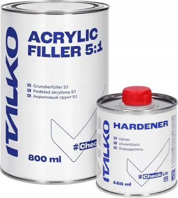 Produktbild von ITALKO Acrylfüller Schwarz 5:1 mit Härter 1L – Hochfüllend, schleifbar, rostschützend, ideal für Karosserie und Lackvorbereitung