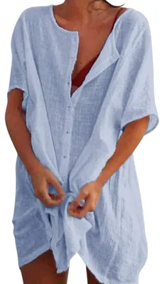 Image de Chemise légère pour femmes, à col en V, idéale pour l'été