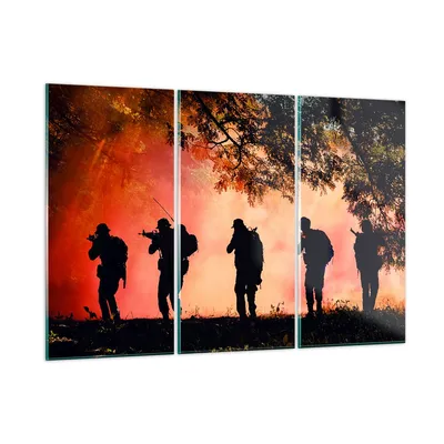 Produktbild von Bilder auf glas - Soldat Gewehr - 105x70cm - Glasbilder - Wandbilder - Bilder - Kunstdruck - zum Aufhängen bereit - Wanddekoration aus Glas - Glas Bilder - Wandbild auf Glas - 3 Teile - GCE105x70-3977