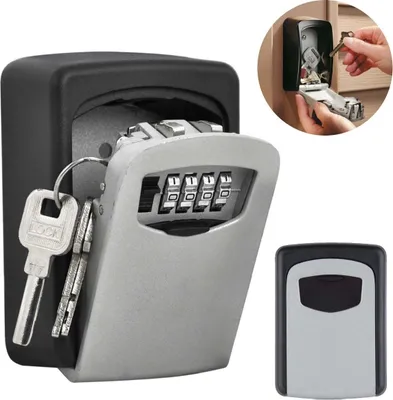 Produktbild von BLANCC Ebbe Schlüsseltresor Schlüsselsafe | Schlüsselbox mit Zahlenkombination | Key Lock Box zur Wandmontage | Wasserdicht und Rostfrei | Grau Schwarz