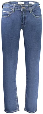 Zdjęcie produktu dla Męskie slim fit jeans, kolor niebieski: pięć kieszeni, zapinane na guzik i zamek