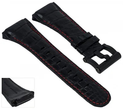 Produktbild von TW STEEL | Uhrenarmband Leder schwarz für CEO Tech Ø 48mm 28664