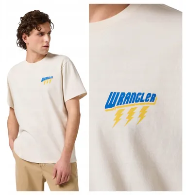Obrázek produktu pro Wrangler | Pánské tričko s potiskem, velikost S, bílá barva, vintage motiv, velikost XL