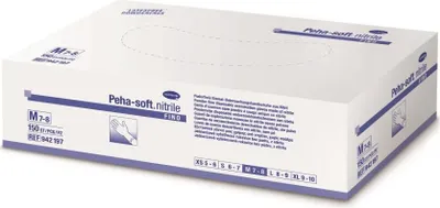 Produktbild von Peha-soft® nitrile fino Einweghandschuhe, puderfrei, M | Packung (150 Stück)