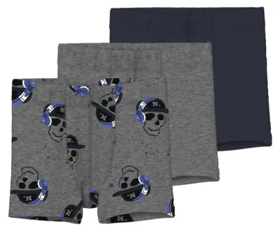Image de NAME IT - Ensemble de sous-vêtements pour garçons, 3 pièces, motif crâne, mélange de gris foncé, taille 92