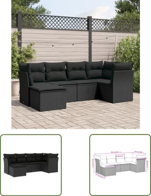 Produktbild von The Living Store 6-tlg. Garten-Sofagarnitur mit Kissen Schwarz Poly Rattan