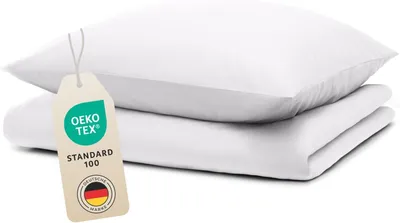 Productafbeelding van Blumtal beddengoed set: dekbedovertrek 140x200 cm + kussensloop 80x80 cm - Microvezel beddengoed set 140x200 cm - 2-delig, wit