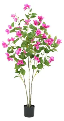Obrázok produktu pre Bougainvillea – umelá rastlina v kvetináči – výška 120 cm – realistické kvety – PVC – vhodná do interiéru aj exteriéru – dekoratívna pôdopokryvná rastlina