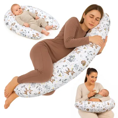 Immagine prodotto di Cuscino per l'allattamento xxl cuscino per il sonno laterale in cotone - Cuscino per la gravidanza Cuscino di posizionamento per adulti 165x70 cm cervo