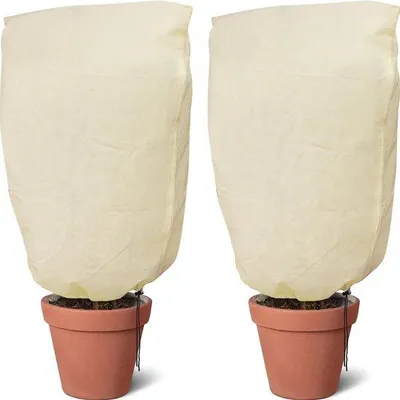 Obrázek produktu pro Zimní ochranná sada Unyqoos® pro rostliny – 2 ochranné sáčky z netkané textilie, rozměry 180 x 120 cm, prodyšné (netkaná textilie 80 g), odolné proti větru a mrazu, se zipem a stahovací šňůrkou