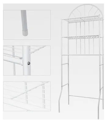 Produktbild von Badezimmerregal-Halterung über der Toilette, Halterung für Waschmaschine, 3-lagiges Regal, geeignet für Toilettenhalter, Balkon-Organizer, Möbel Toilettenregal (65 * 34 * 177cm (weiß))