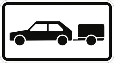 Produktbild von Verkehrsschild VZ1010-59, Personenkraftwagen mit Anhänger, Alu, RA2, 420x231 mm