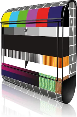 Produktbild von banjado Design Briefkasten Stahl schwarz mit Zeitungsfach pulverbeschichtet "Testbild" 38x46x12,5cm & 2 Schlüssel - Postkasten A4 Einwurf inkl. Montagematerial [BKSCH 10100]