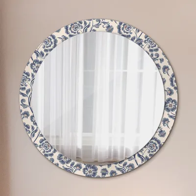 Produktbild von Spiegel - Mirror zum Wandspiegel Schlafzimmer – Schminkspiegel- Blume Muster- Ø90cm