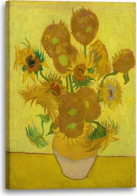 Produktbild von Leinwandbild (70x100cm): Vincent van Gogh - Sonnenblumen (1889), echter Holz-Keilrahmen inkl. Aufhänger, handgefertigt in Deutschland