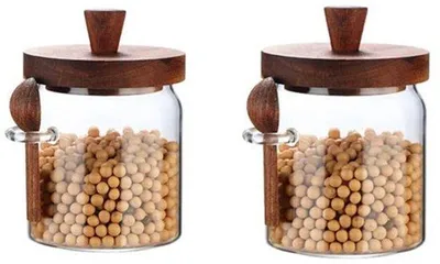 Produktbild von Set aus 2 Aufbewahrungsbehältern mit Deckel und Löffel – luftdichte Behälter, 500 ml