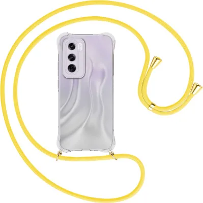 Produktbild von Handykette Backcover-Schutzhülle mit Band (Metall goldfarben) für OPPO Reno 12 Pro 5G - gelb