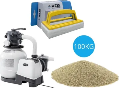 Produktbild von Intex - Sandfilterpumpe 7900 L/u & Filtersand 100 kg & WAYS Scheuerbürste