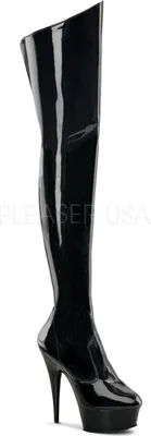 Produktbild von PLEASER DELIGHT-3010 Plateau Lack Overknee-Stiefel in Schwarz