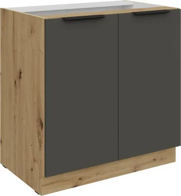 Produktbild von LUNARA Unterschrank mit zwei Türen – Breite 80 cm, Graphit/Eiche (Artisan).