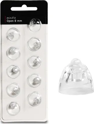 Produktbild von EWANTO miniFit 10er Blister 8 mm Open wie Oticon Domes Kuppeln Schirmchen für oticon miniFit Ex-Hörer MIFTO8M